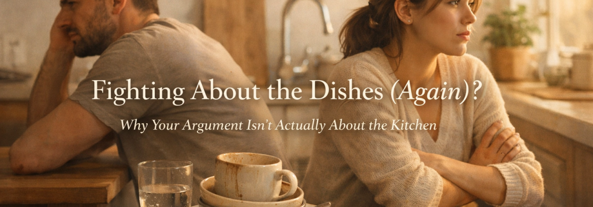 Couple sitting back-to-back in kitchen after arguments about chores in relationships